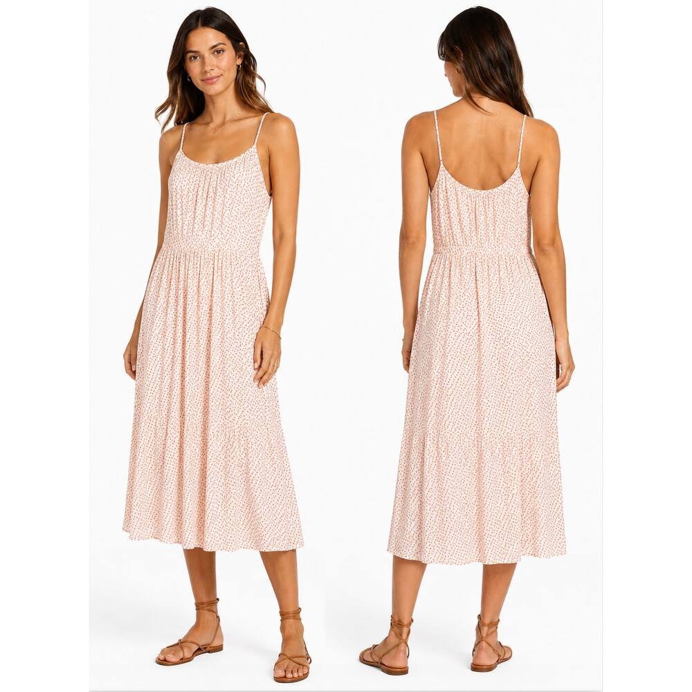 Trovata Julien Dress Cerise Ditsy Floral Midi Sundress Cotton Lined SZ M Coastal